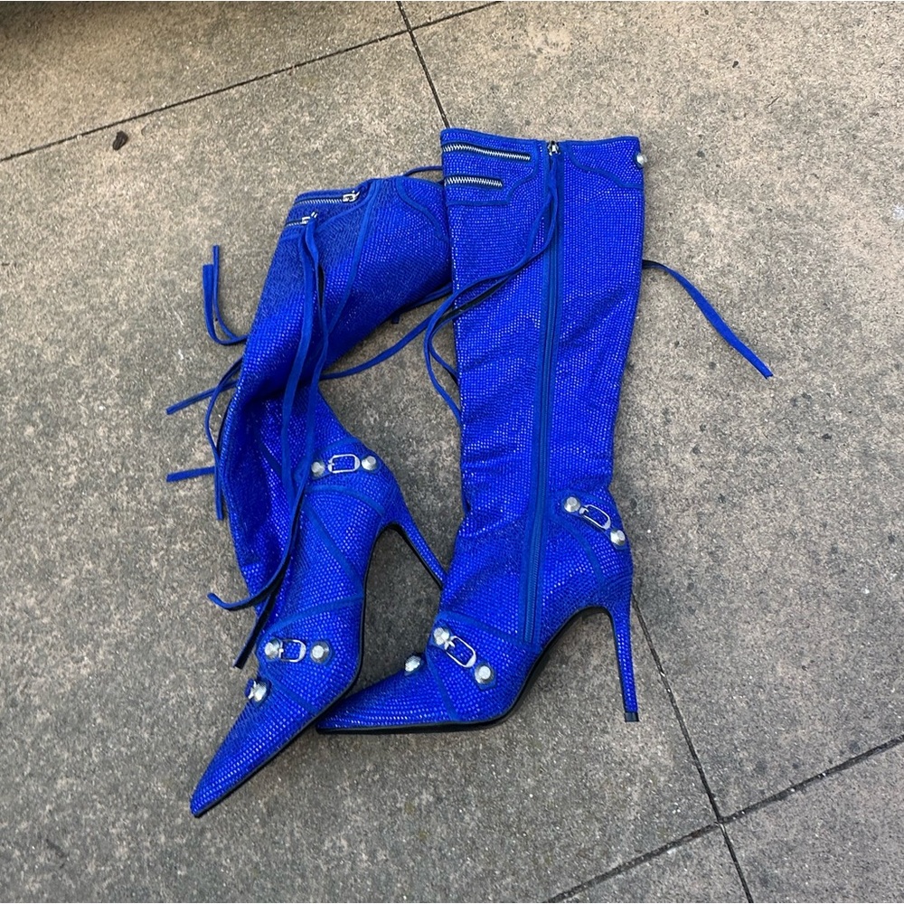 AKIRA Vibrant Blue Heeled Boots
